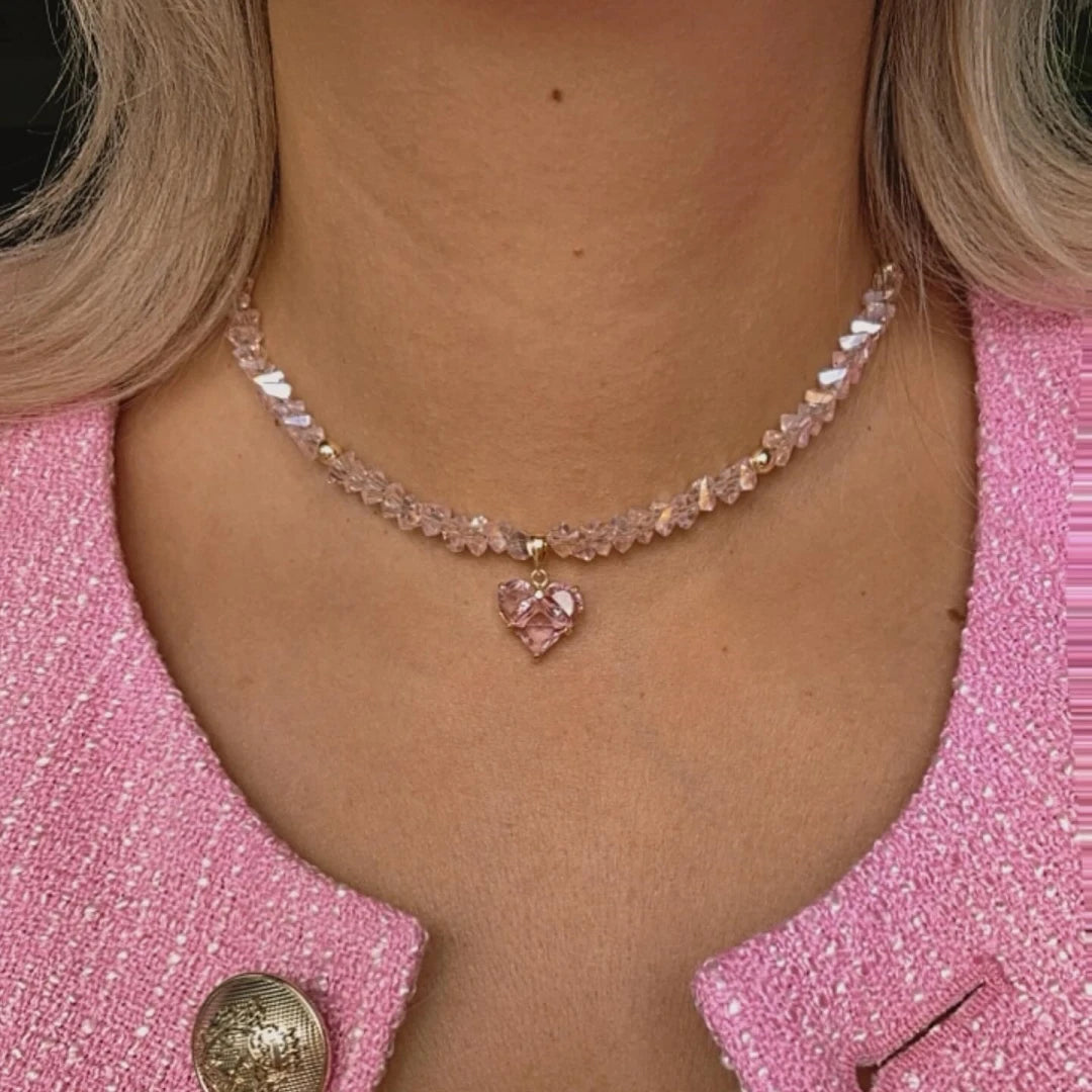 Vintage Zircon Heart Pendant Necklace for Women – Bohemian Crystal Chain Jewelry