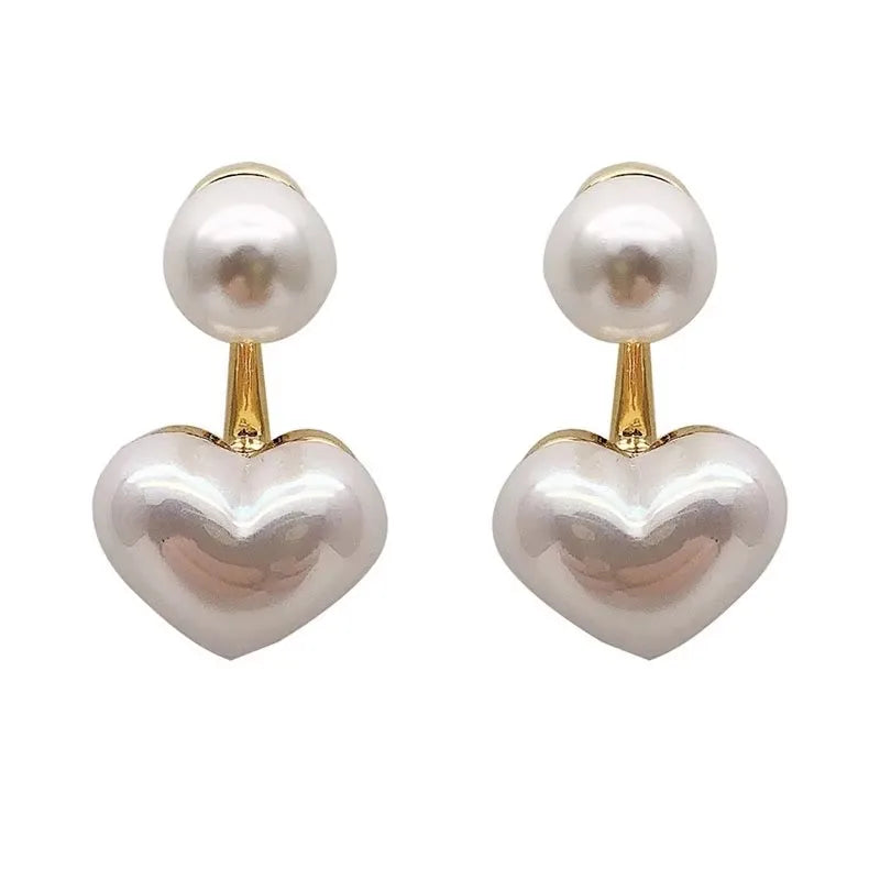 Elegant Pearl Heart Pendant Necklace for Women – Simulated Pearl Korean Jewelry