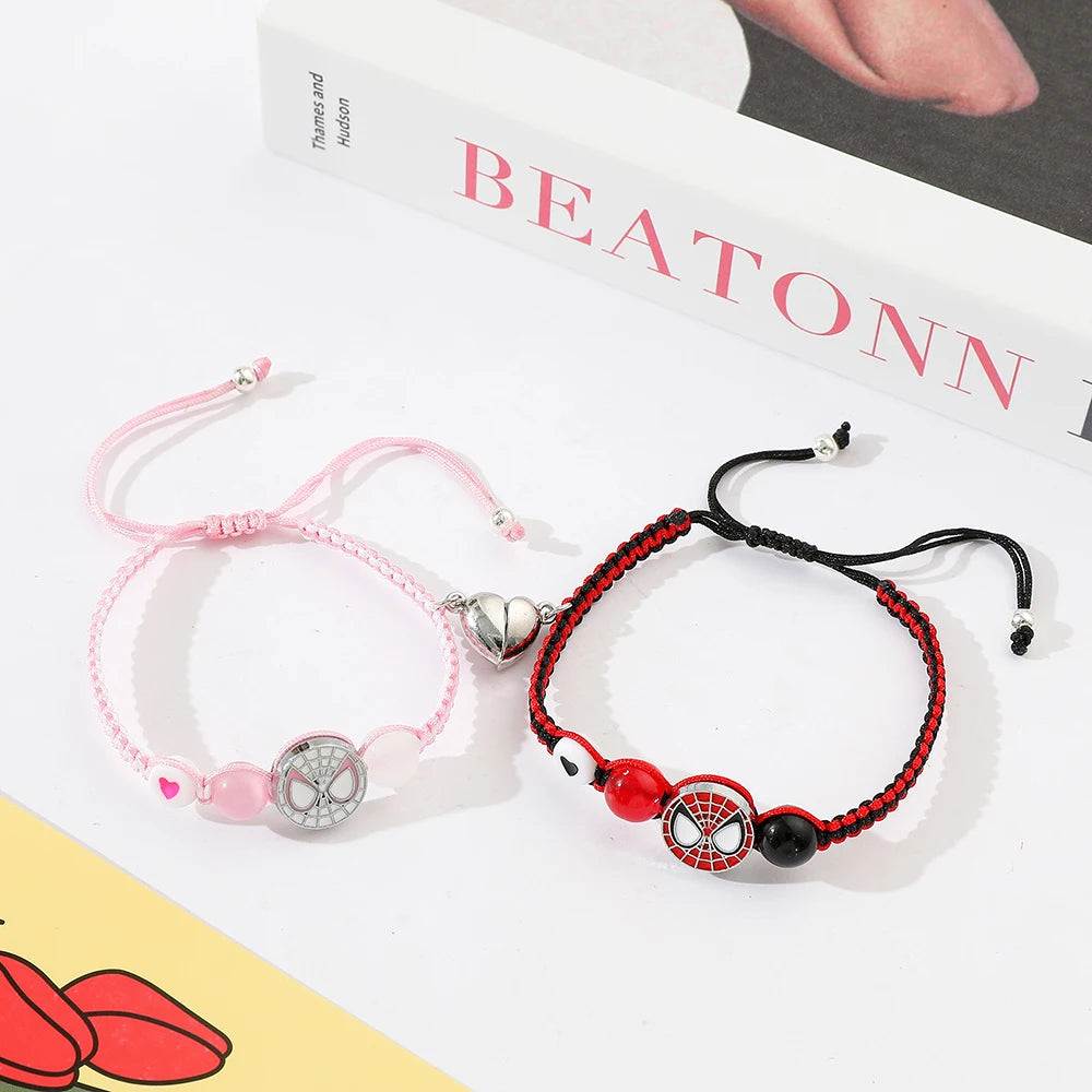 Spiderman Friendship Rope Bracelet – Matching Beaded Charm Jewelry for Couples & Friends