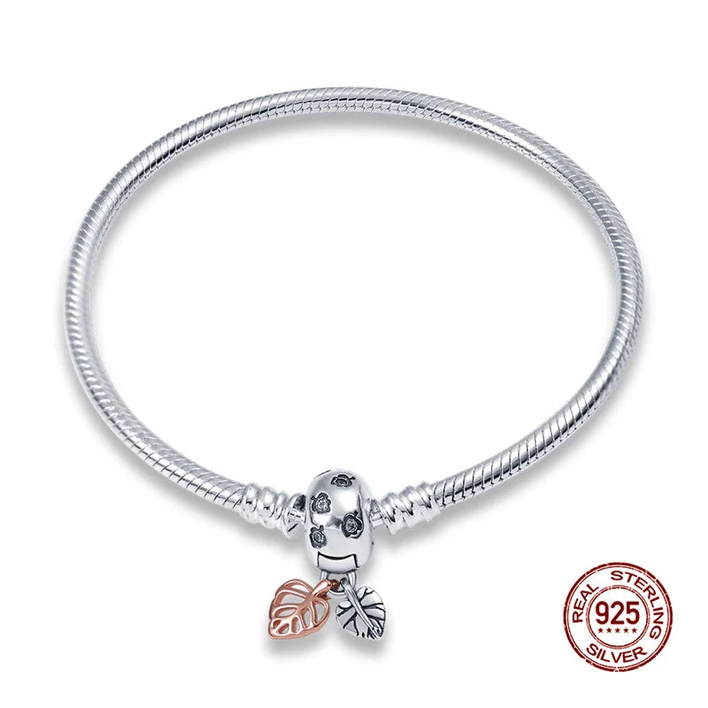 925 Sterling Silver Disney Snake Chain Bracelet for Women with Zircon