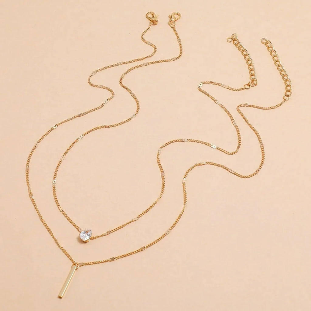 Multi-Layer Star & Heart Pendant Chain Necklace for Women – Trendy Zircon Jewelry