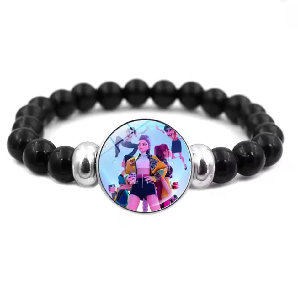 Demon Hunters Cartoon Beaded Bracelet for Girls – Cute Kids Jewelry Gift