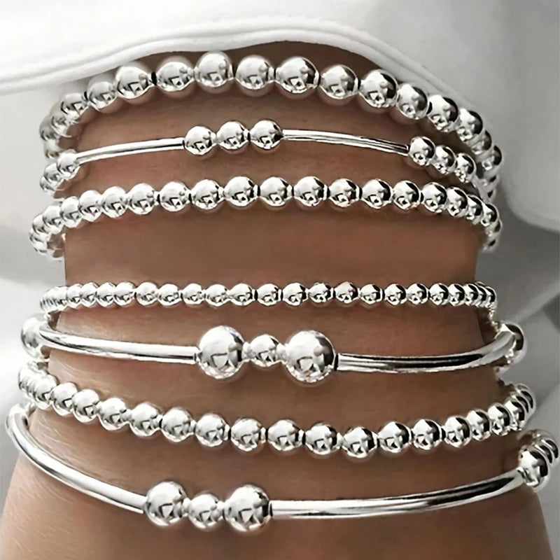 Vintage Bohemian Beaded Bracelet Set for Women – Minimalist Round Design