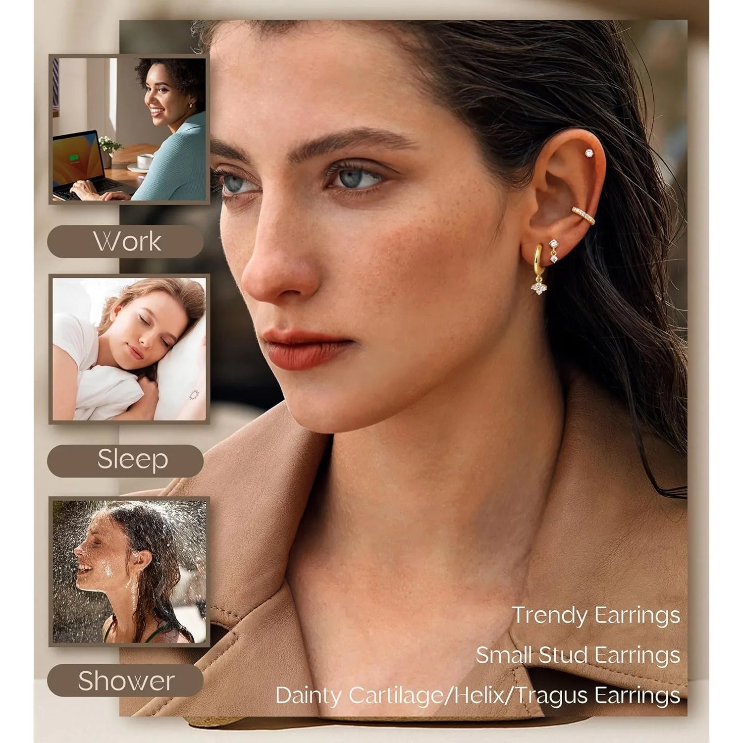 Stainless Steel Stud Earrings for Sensitive Ears – Flat Back Hoop Cartilage