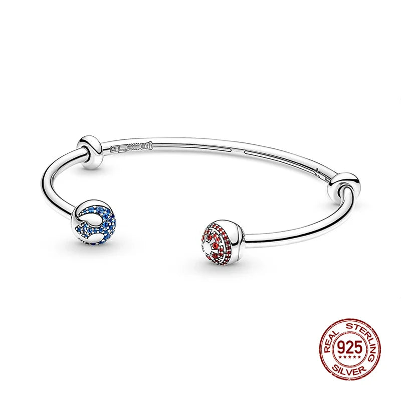 925 Sterling Silver Disney Snake Chain Bracelet for Women with Zircon