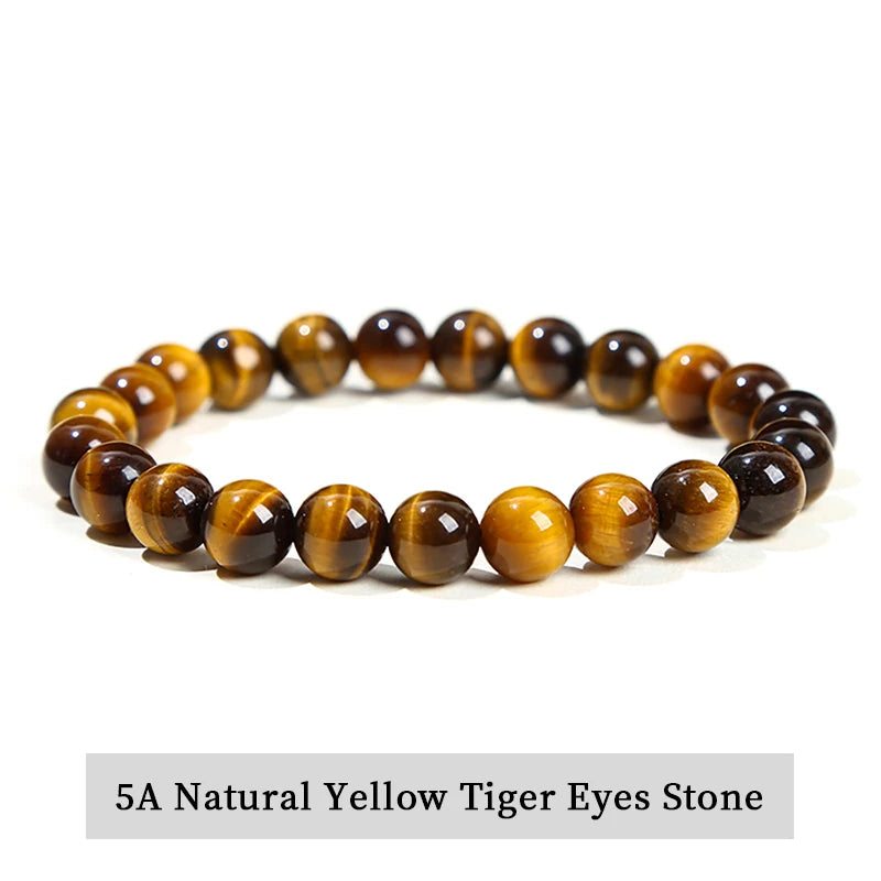 Natural Stone Beaded Bracelet – Amethyst, Tiger Eye, Quartz & Agate Strand