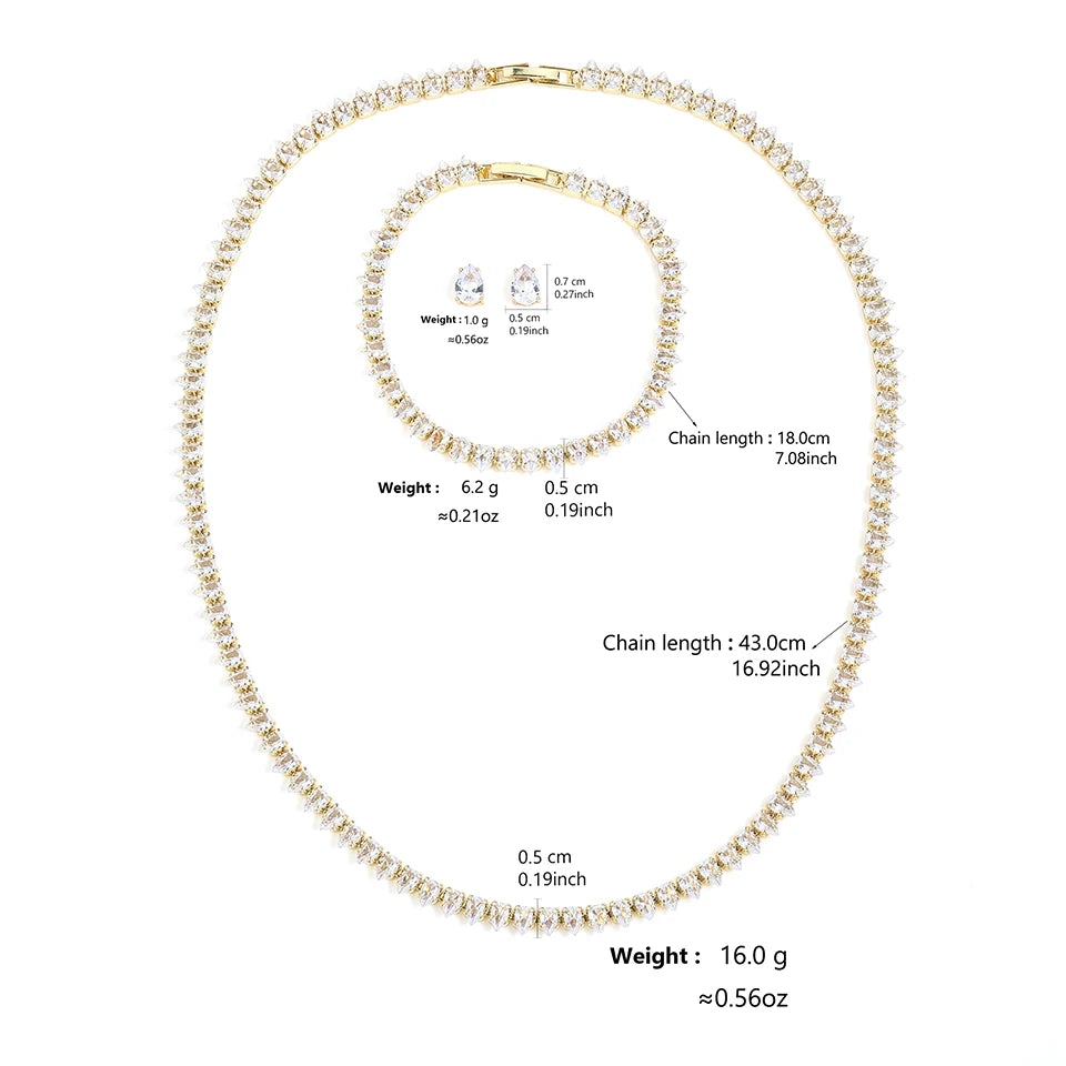 Cubic Zirconia Bridal Jewelry Set – Necklace, Earrings & Bracelet for Women
