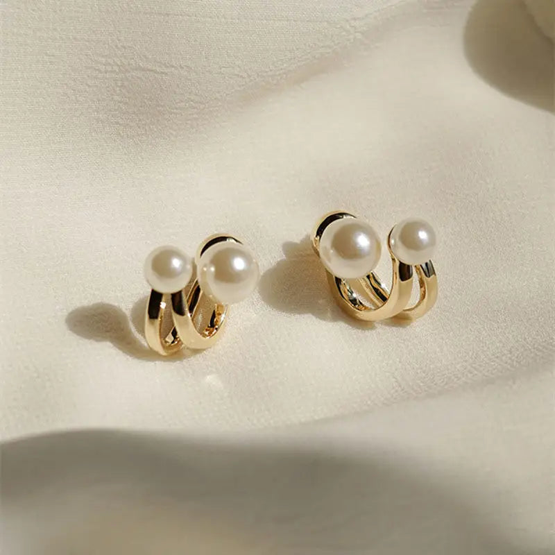 Korean Irregular Pearl Stud Earrings for Women – Gold Color Geometric Jewelry