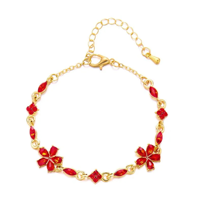 Colorful Zircon Flower Adjustable Bracelet for Women – Gold Color Chain