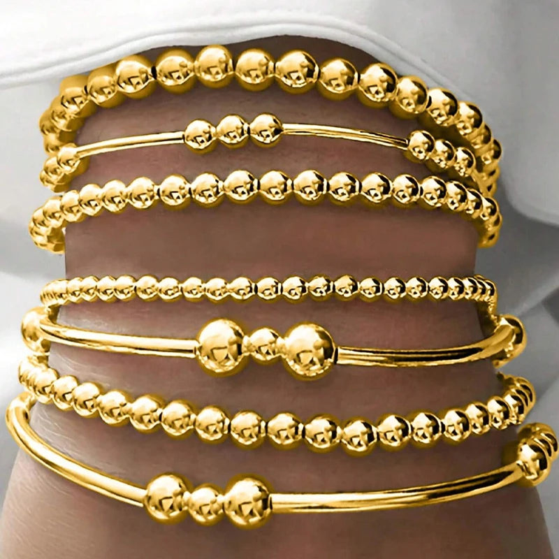 Vintage Bohemian Beaded Bracelet Set for Women – Minimalist Round Design