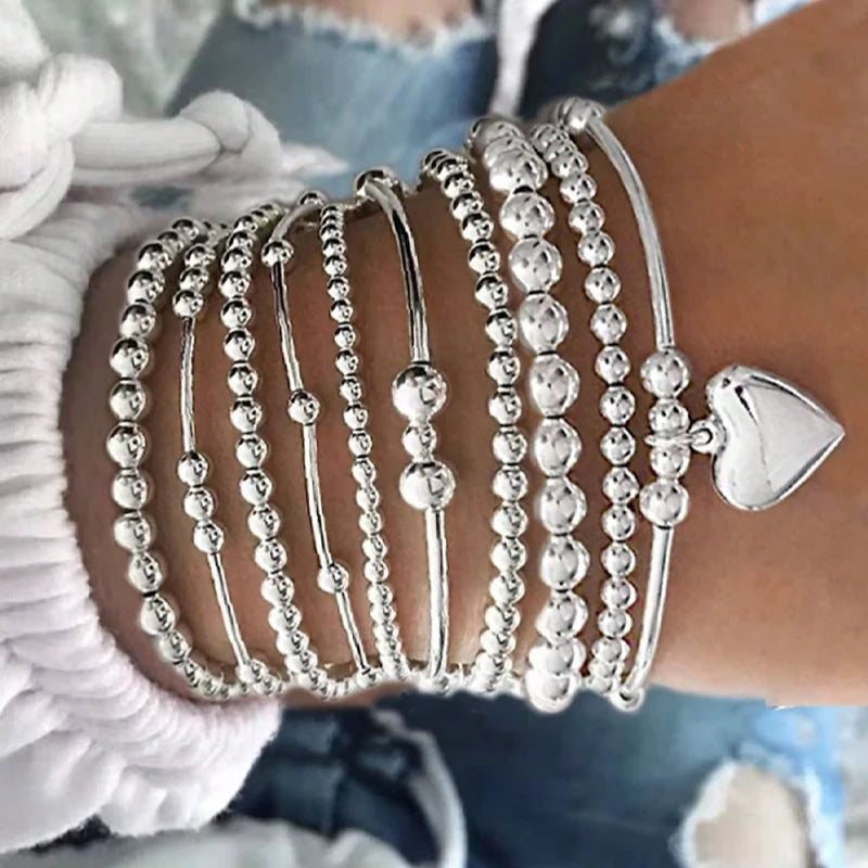 Vintage Bohemian Beaded Bracelet Set for Women – Minimalist Round Design