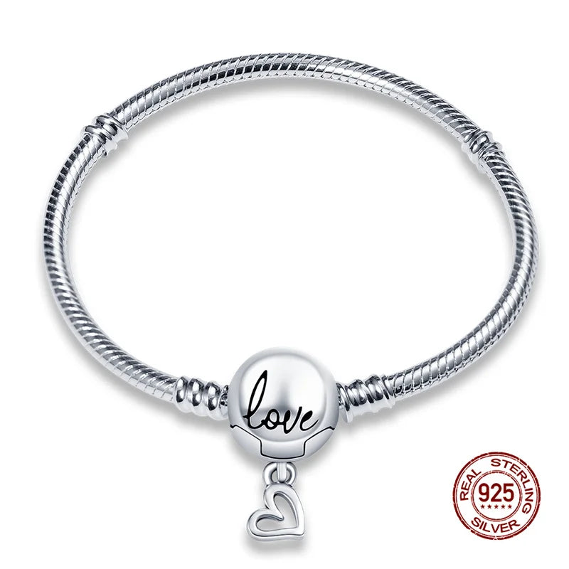 925 Sterling Silver Disney Snake Chain Bracelet for Women with Zircon