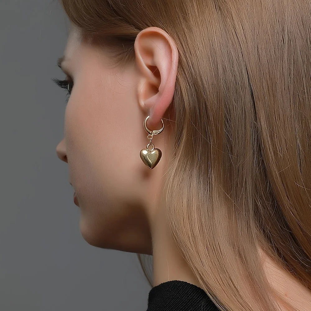 Gold Plated Heart Jewelry Set – Necklace & Dangle Earrings for Women