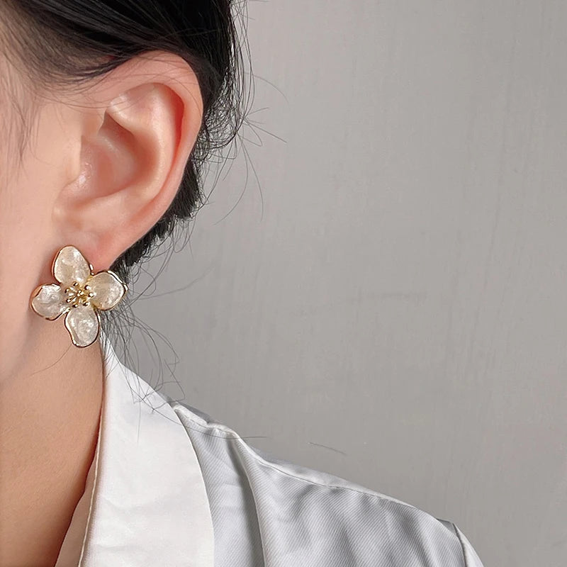 Sweet Flower Stud Earrings for Women – Vintage Zinc Alloy Fashion Jewelry