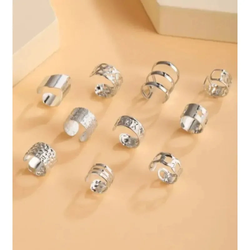 5/15 Pcs Hollow Leaf Clip-On Earrings Set for Women – Punk Zinc Alloy Jewelry