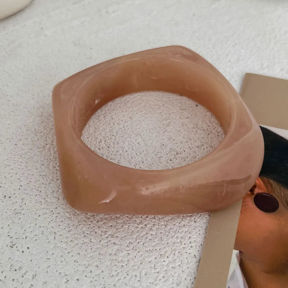 Vintage Punk Resin Acrylic Geometric Bangle Bracelet – Unisex Hip-Hop Rock Style