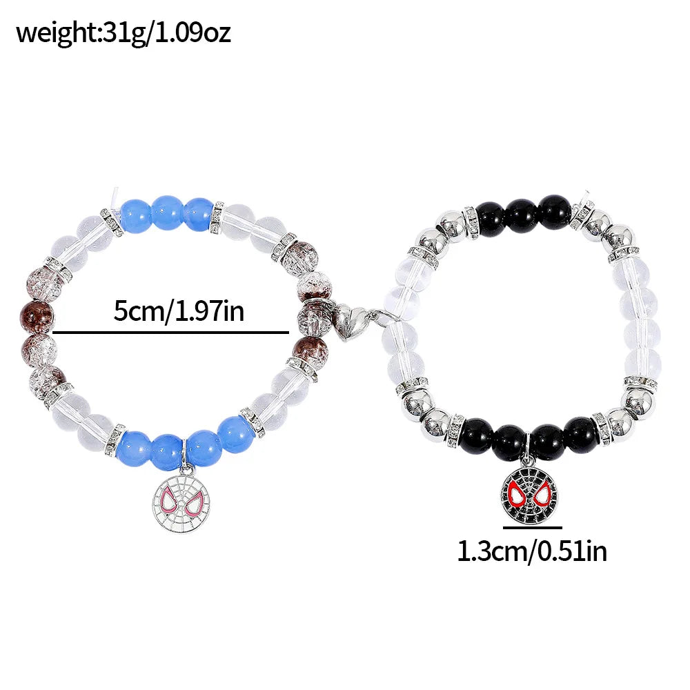 Spiderman Friendship Rope Bracelet – Matching Beaded Charm Jewelry for Couples & Friends