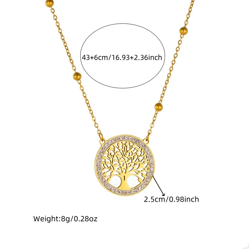 316L Stainless Steel Tree of Life Jewelry Set – Turquoise Necklace & Earrings for Women