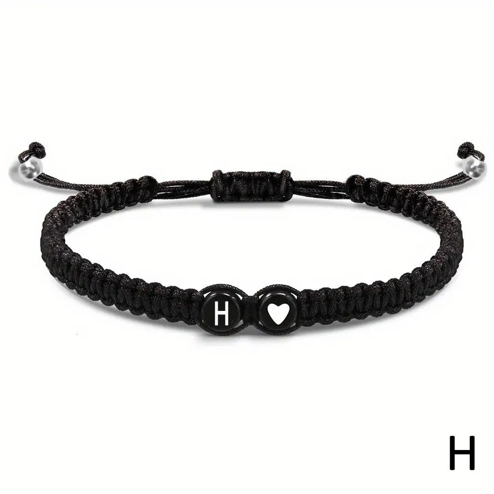 26 Letters Initial Heart Braided Rope Bracelet – Adjustable Friendship Jewelry