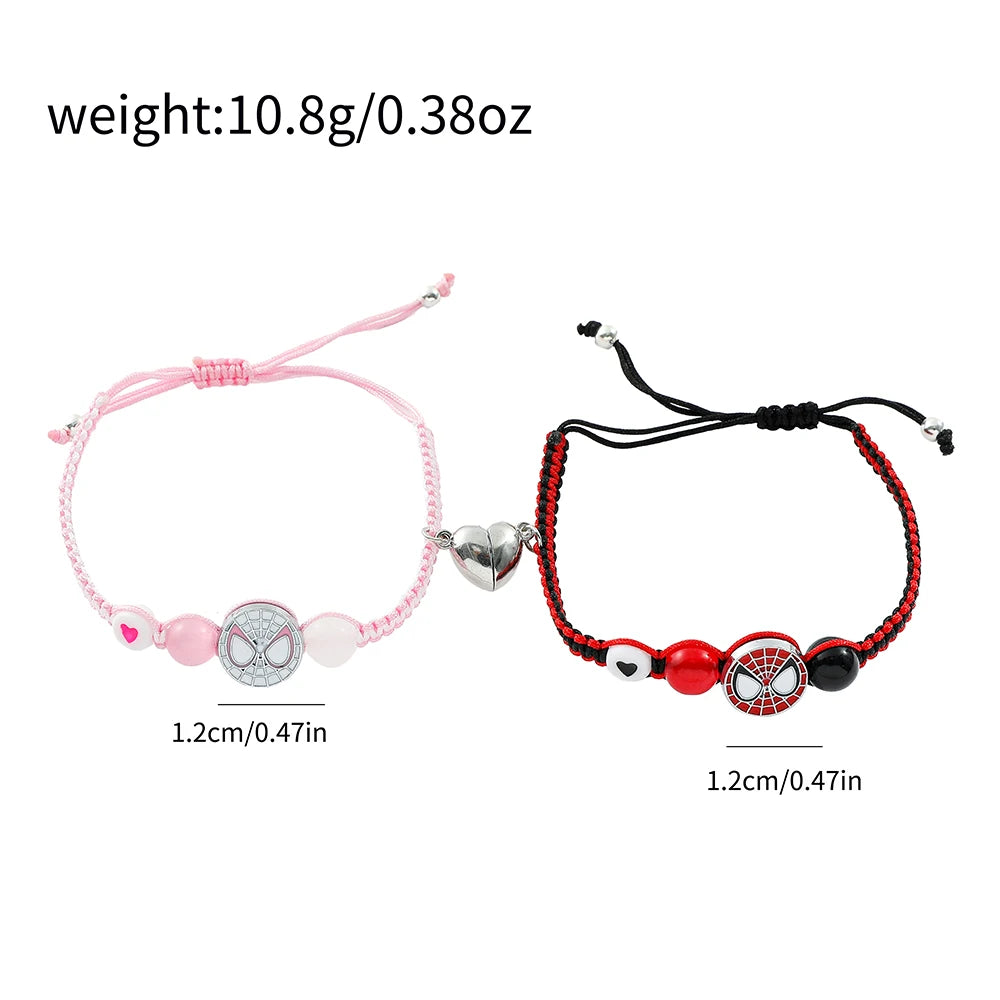 Spiderman Friendship Rope Bracelet – Matching Beaded Charm Jewelry for Couples & Friends
