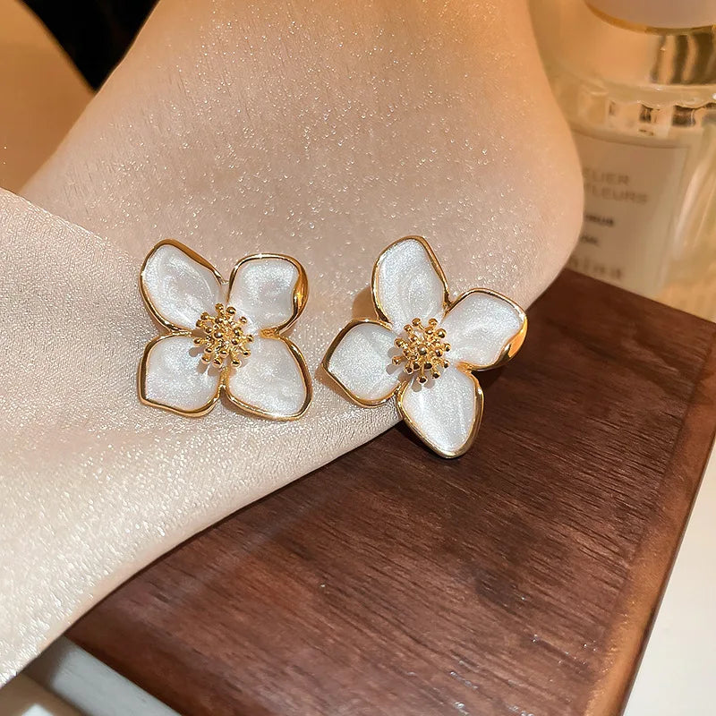 Sweet Flower Stud Earrings for Women – Vintage Zinc Alloy Fashion Jewelry