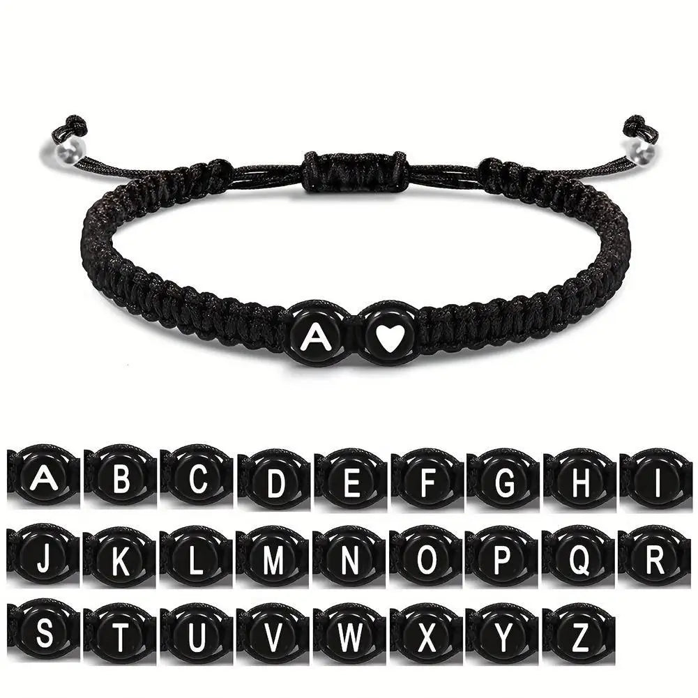 26 Letters Initial Heart Braided Rope Bracelet – Adjustable Friendship Jewelry