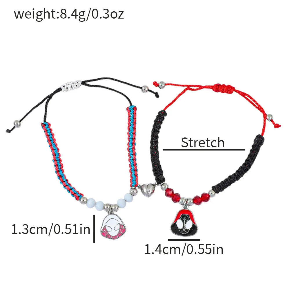 Spiderman Friendship Rope Bracelet – Matching Beaded Charm Jewelry for Couples & Friends