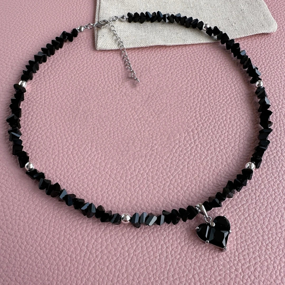 Vintage Zircon Heart Pendant Necklace for Women – Bohemian Crystal Chain Jewelry