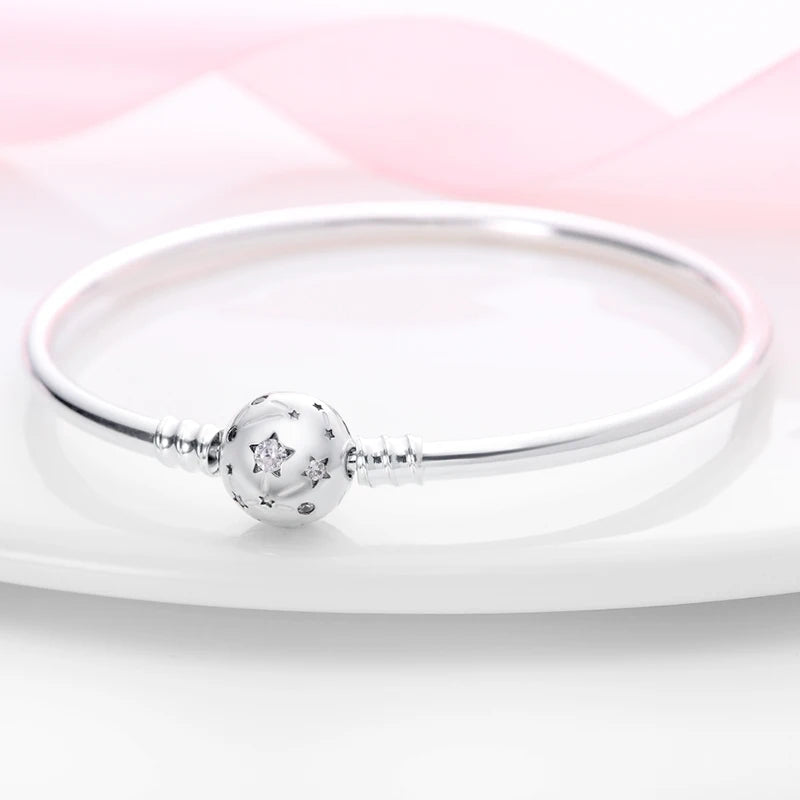 925 Sterling Silver Disney Snake Chain Bracelet for Women with Zircon