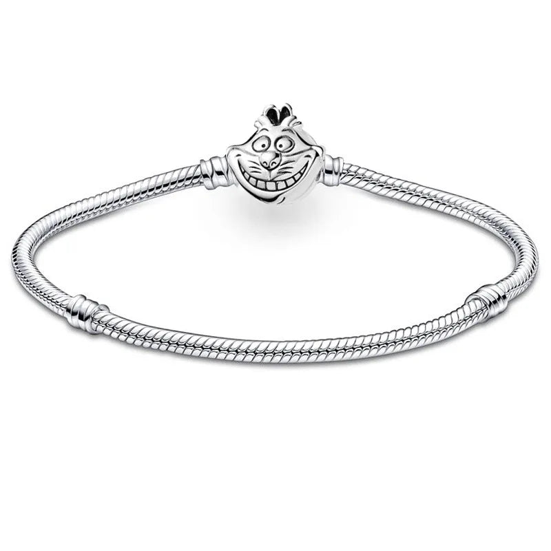 925 Sterling Silver Hello Kitty Snake Chain Charm Bracelet for Women